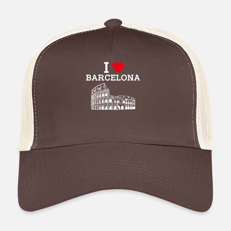 J’aime Barcelone Cool Heart Flag Colisée Espagne Casquette trucker 