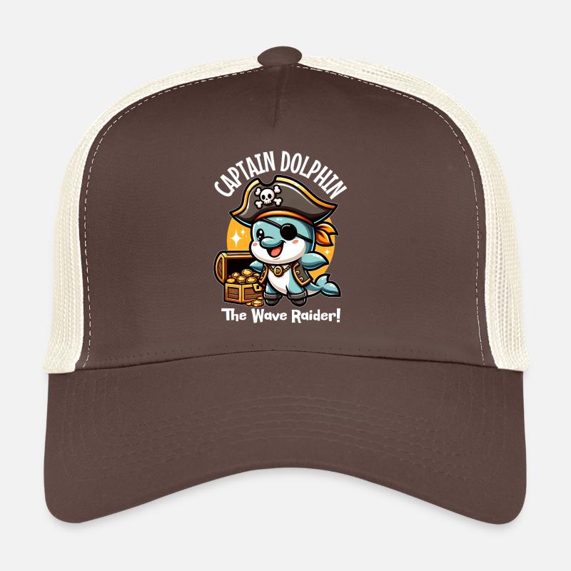 Pirate Dolphin Wave Raider Trucker Cap