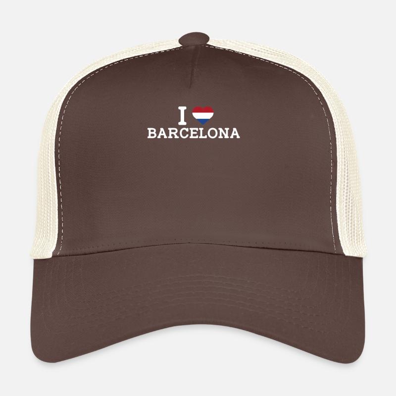 I Love Barcelona Cool Wrong Flag Netherlands Heart Trucker Cap
