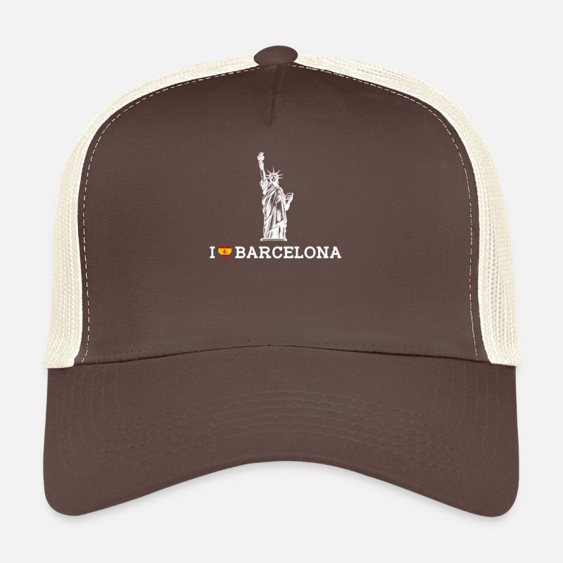 J’aime Barcelone Statue Lover Coeur Drapeau Espagne Jeu de mots Casquette trucker 