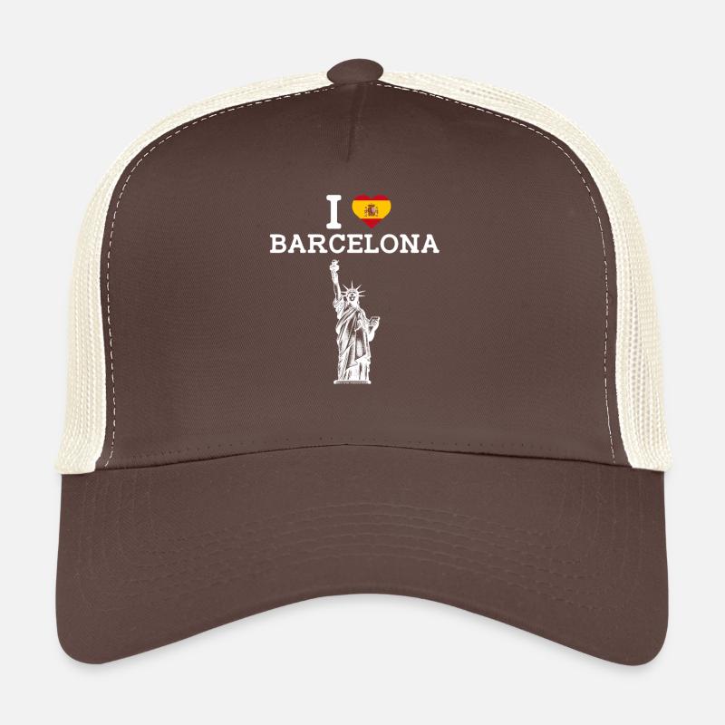 J’aime Barcelone Espagne Statue De La Liberté Drapeau Jeu De Mots Casquette trucker 