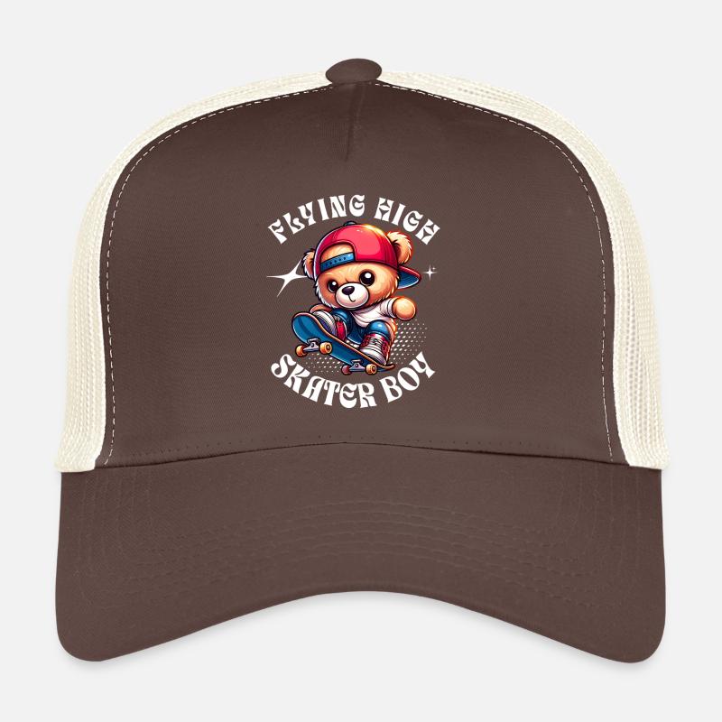 Skater teddy bear on skateboard Trucker Cap