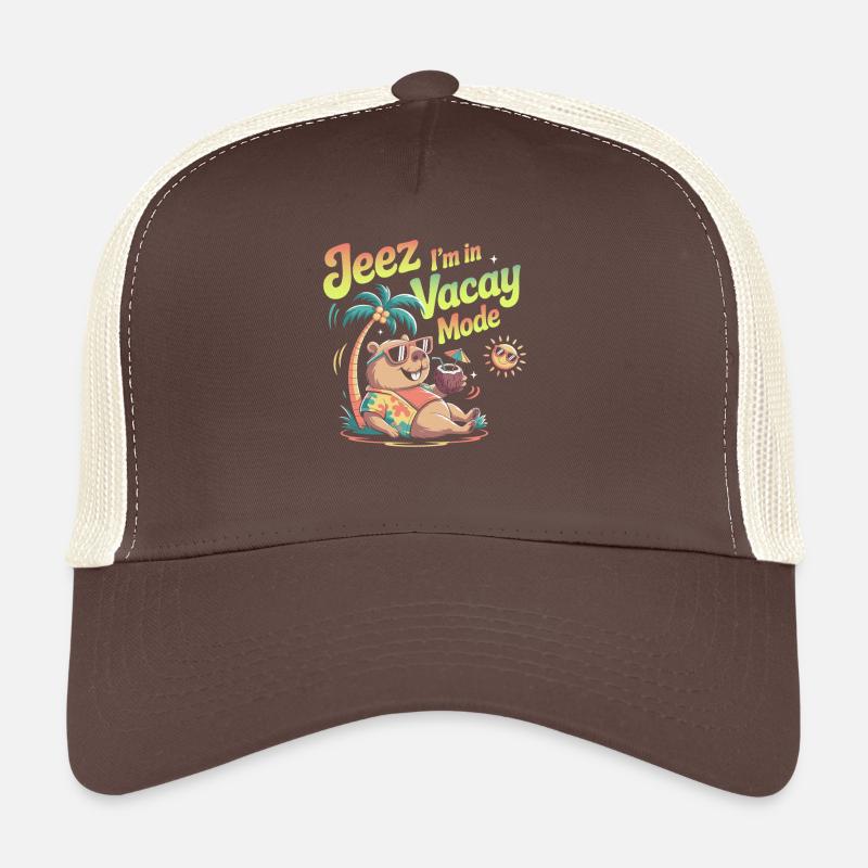 Jeez Vacay Mode Capybara Casquette trucker 