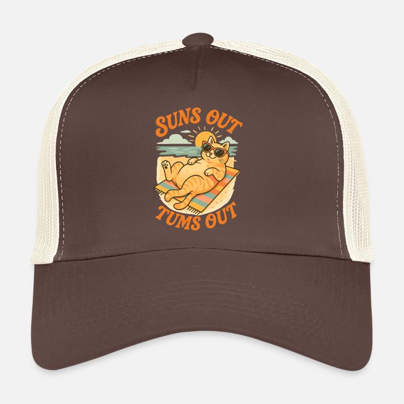 Sonne raus, Bauch raus Katze Design - Trucker Cap - Braun/Beige