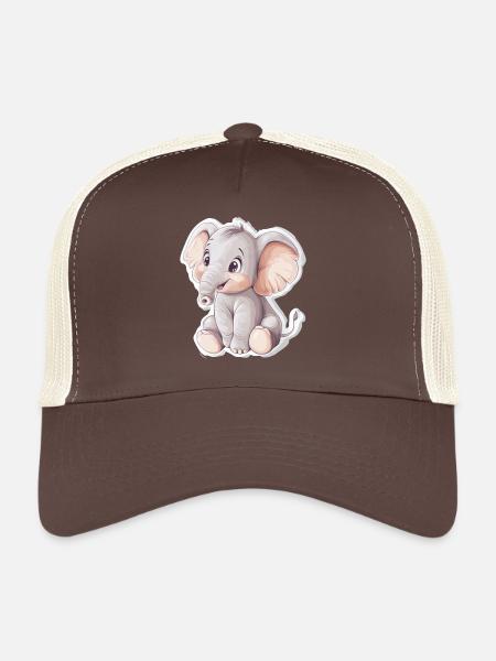 Éléphant - Casquette trucker  - marron/beige - Devant