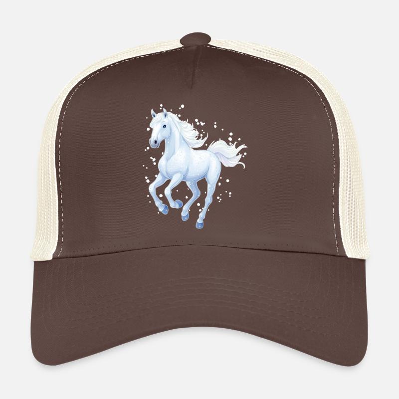 Pferd mit Schneeflocken - Trucker Cap - Braun/Beige