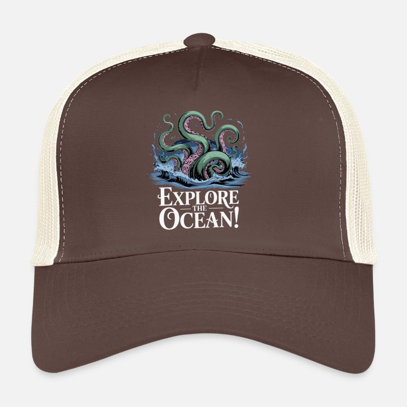 Conception d’aventure de pieuvre océanique Casquette trucker 