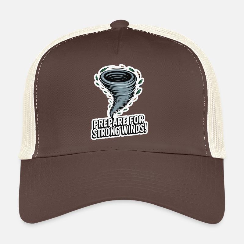 Tornado Alert: Prepare for Strong Winds - Trucker Cap - brown/beige
