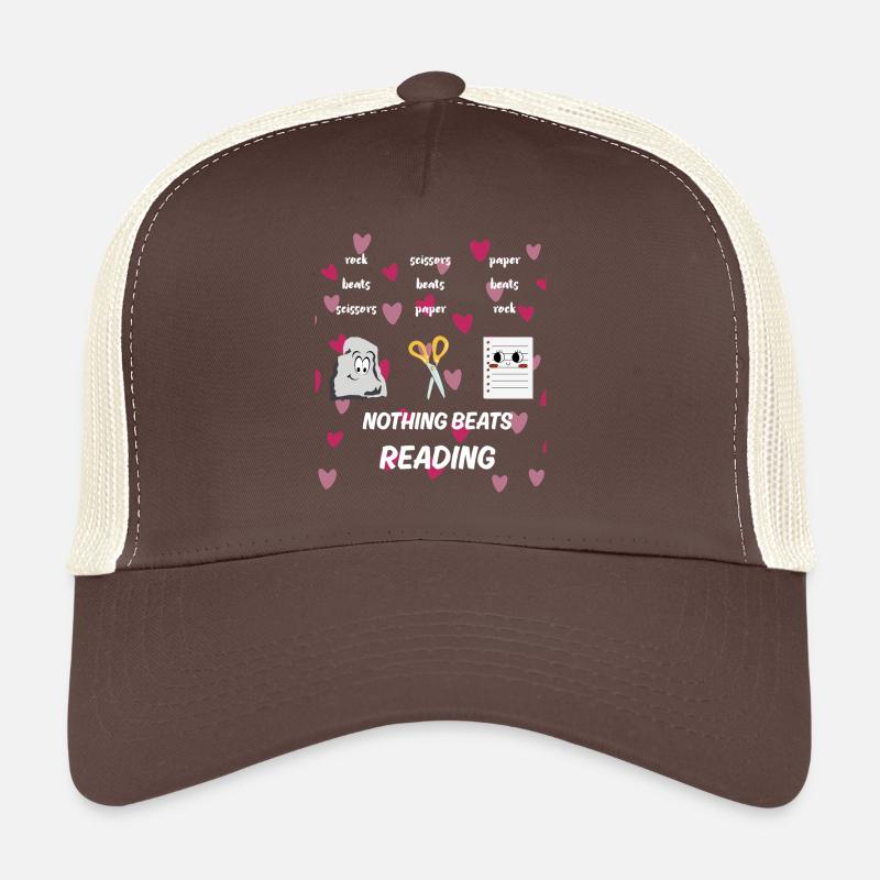 Nothing Beats Reading Rock Paper Scissors - Trucker Cap - brown/beige