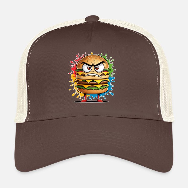 Angry Burger Monster Illustration Trucker Cap