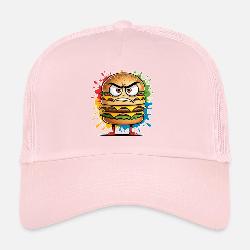 Angry Burger Monster Illustration Trucker Cap