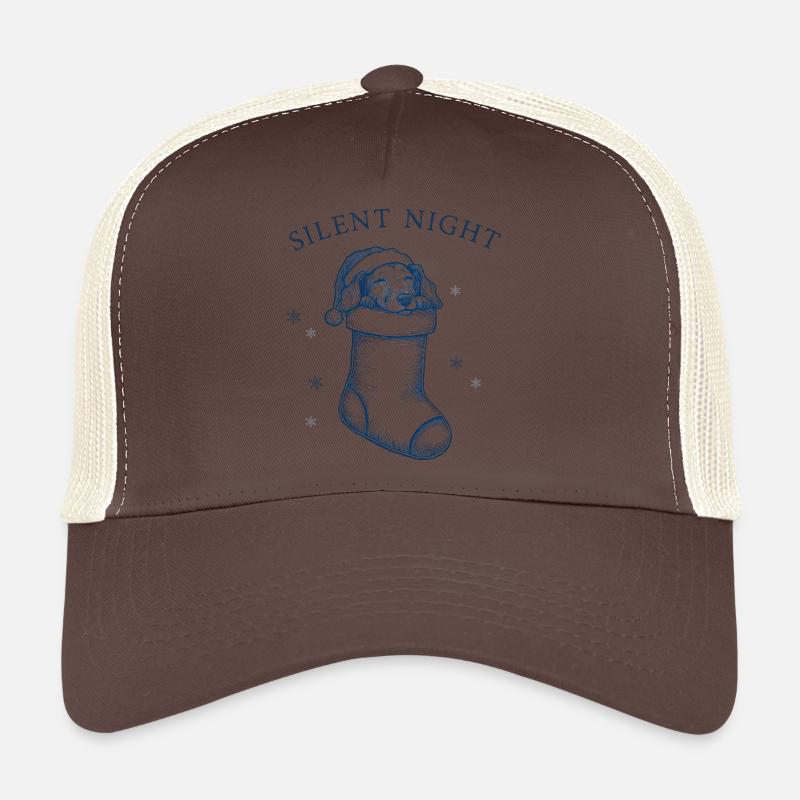 Douce nuit – Teckel dans un bas de Noël - Casquette trucker  - marron/beige
