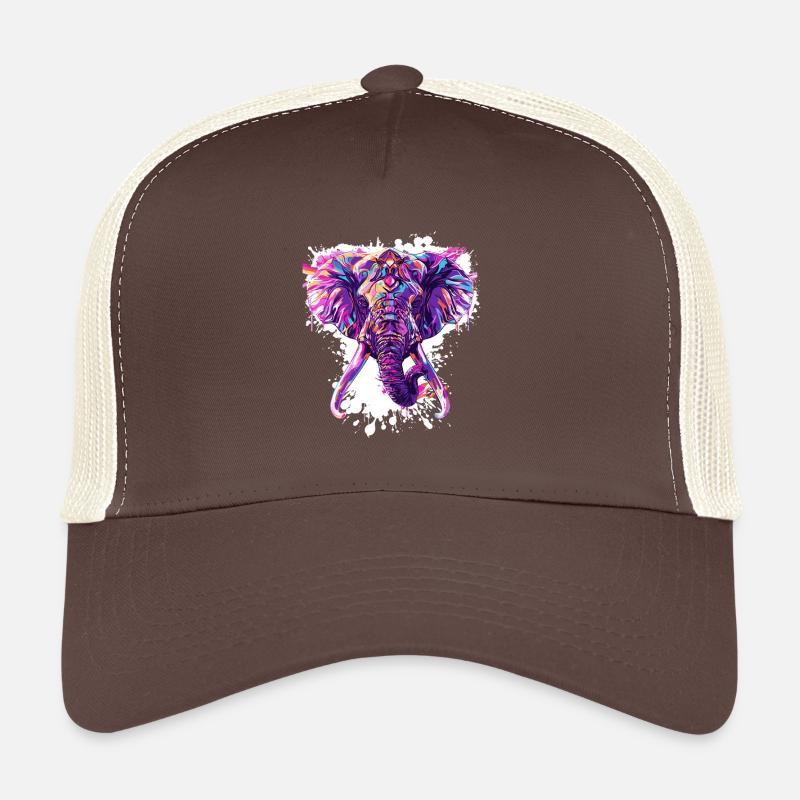Tête d’éléphant colorée Neon Splash Casquette trucker 