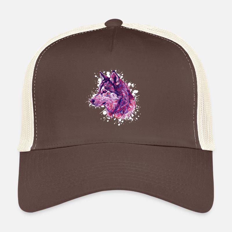 Aquarell-Wolf Neon-Palette Trucker Cap