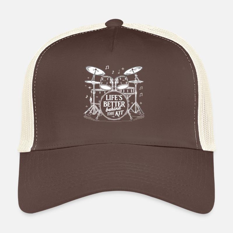 Life's Better Behind The Kit Drummer Schlagzeug - Trucker Cap - Braun/Beige