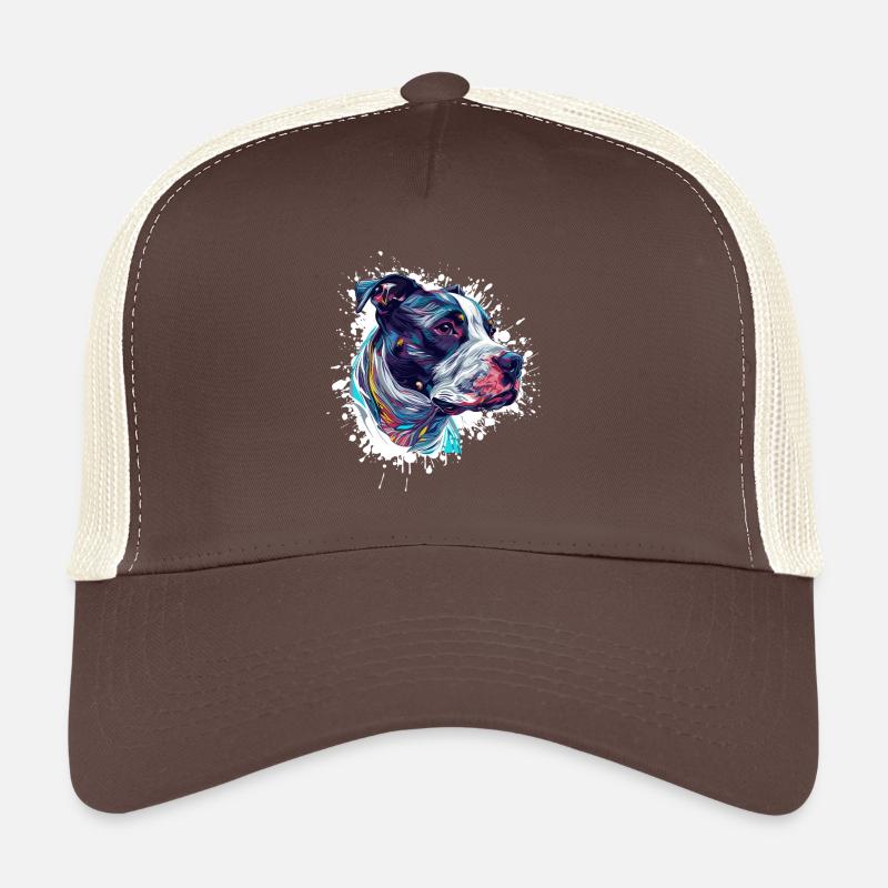 Bunter Hundekopf Illustration Trucker Cap