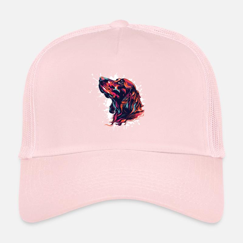 Tête de chien colorée éclaboussures Art Casquette trucker 