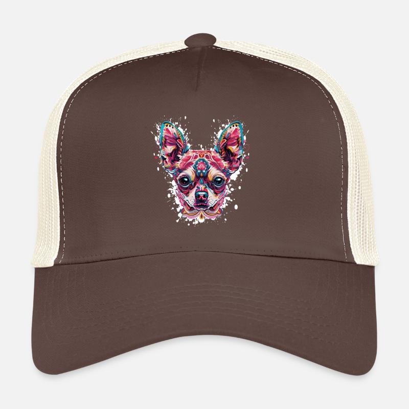 Colorful Chihuahua Head Pattern Trucker Cap