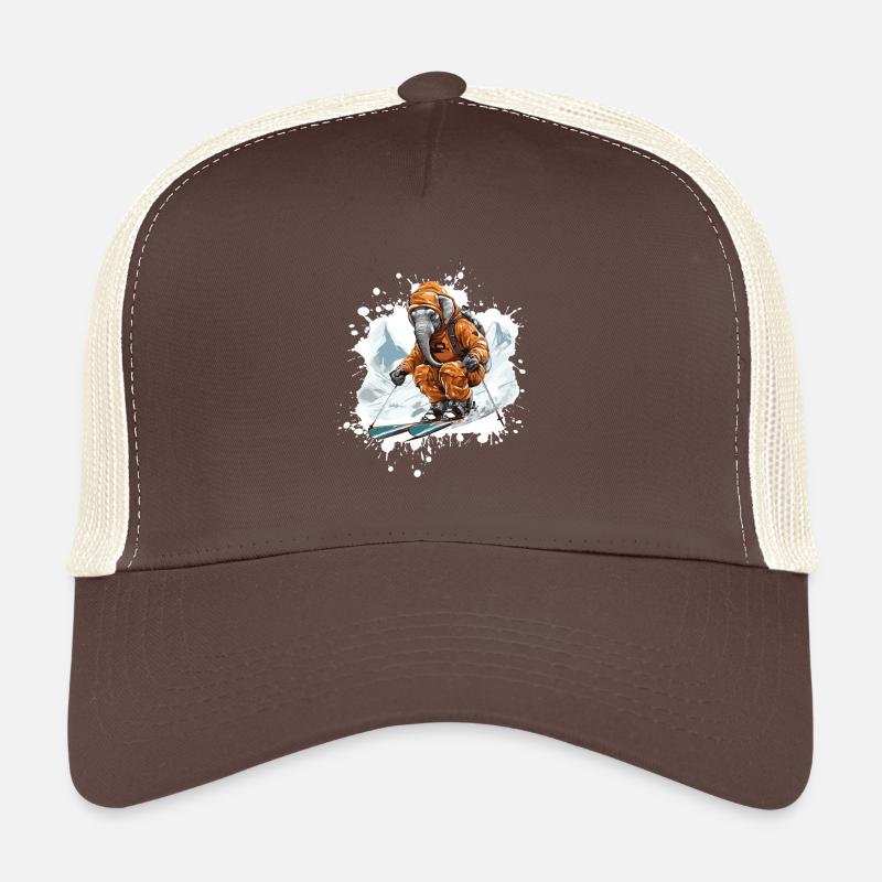 Elephant Ski Skiing Trucker Cap