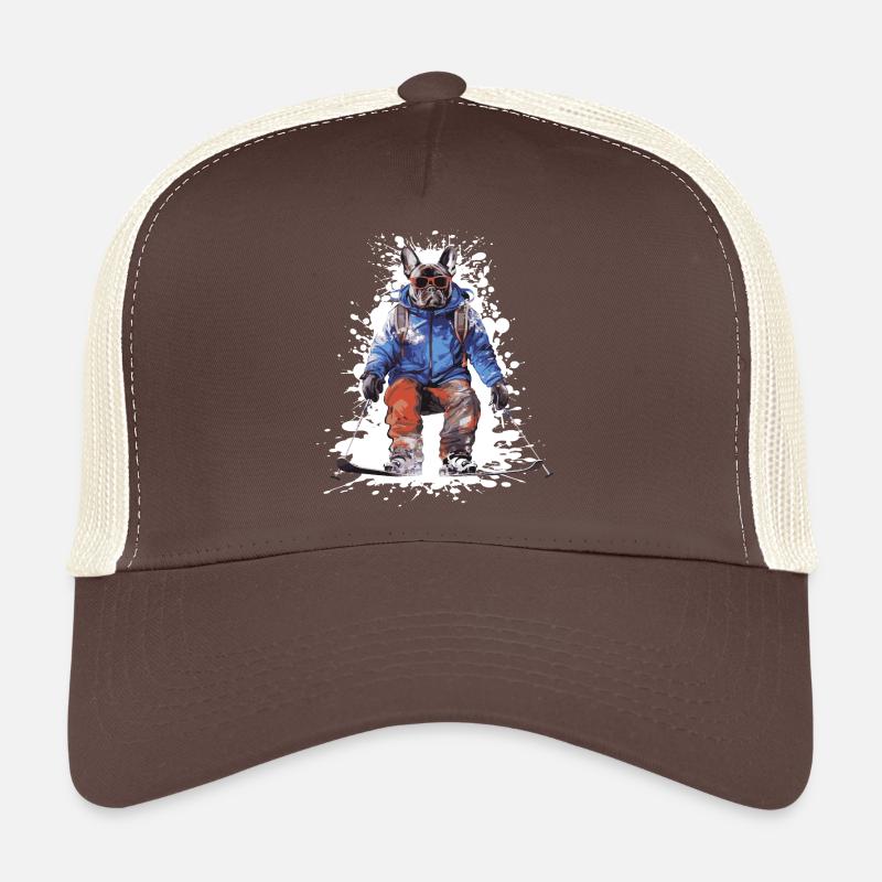 Bouledogue français Chien Ski Ski Casquette trucker 