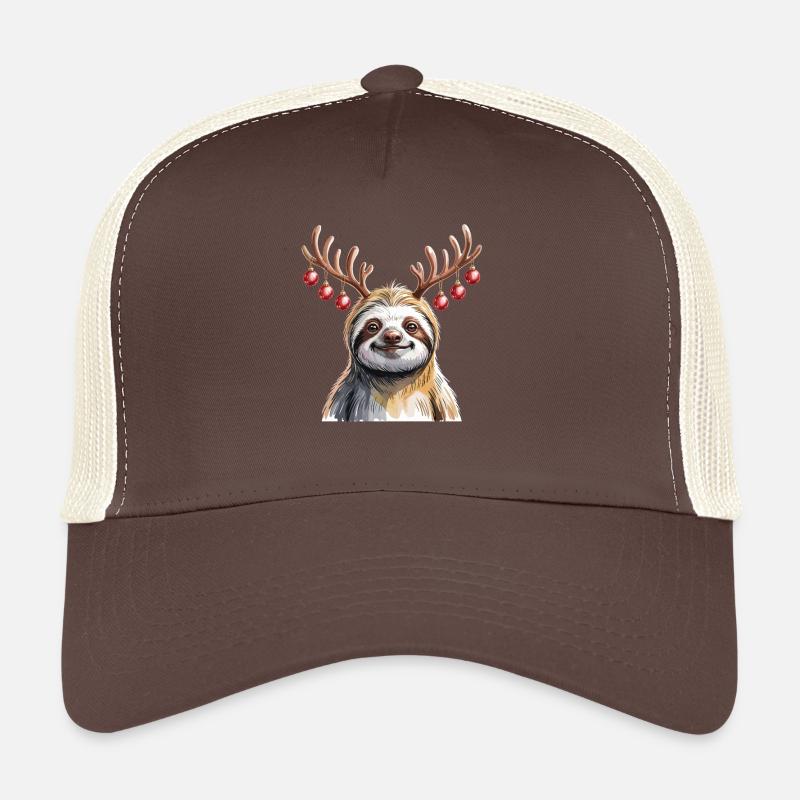 Faultier Mit Rentiergeweih Und Weihnachtskugeln Trucker Cap