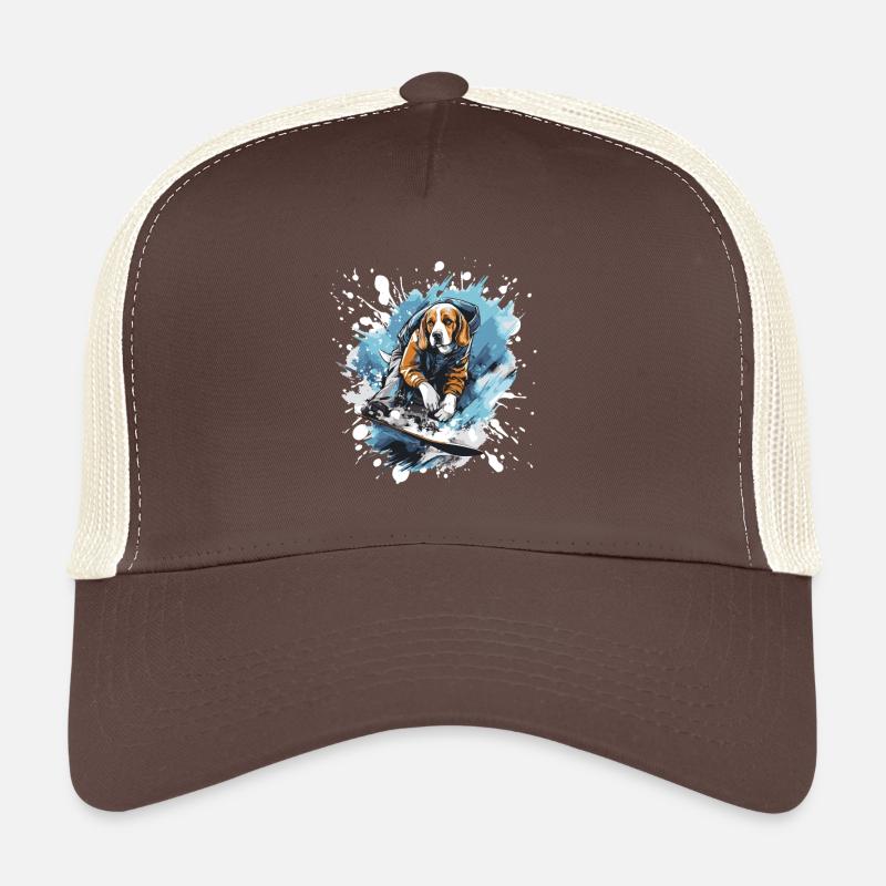Beagle Chien Snowboard Casquette trucker 