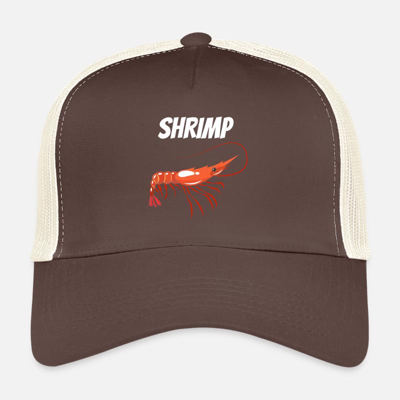 Bold Shrimp Illustration with SHRIMP Text Prawn Trucker Cap