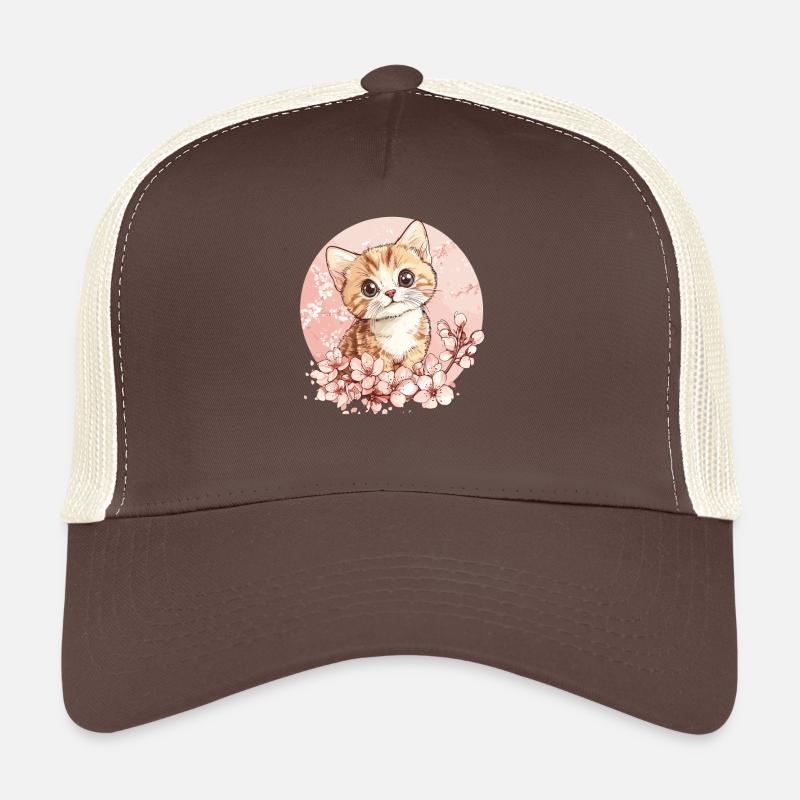 Chatons dans le cercle des cerisiers en fleurs Casquette trucker 