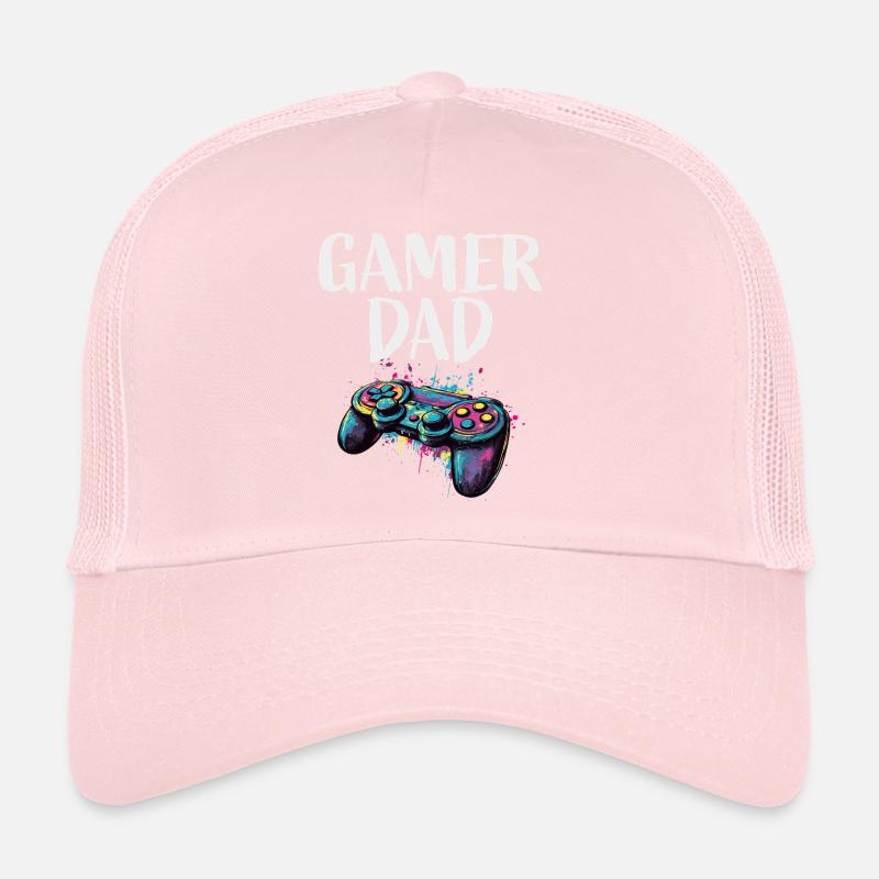 Gamer Dad Controller Color Explosion Trucker Cap