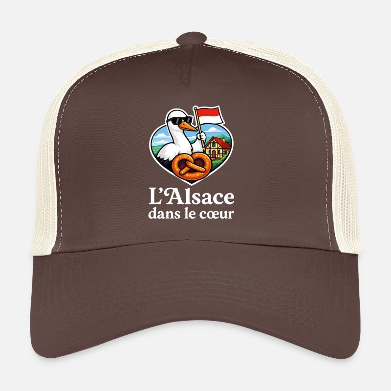 L’Alsace dans le Cœur - Cigogne et Bretzel Casquette trucker 