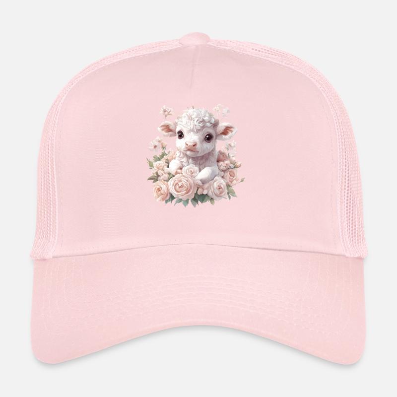 Tender lamb with rosary Trucker Cap