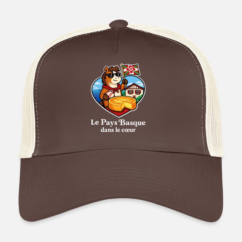 Pays Basque dans le Cœur Pottok Gâteau Basque Casquette trucker 
