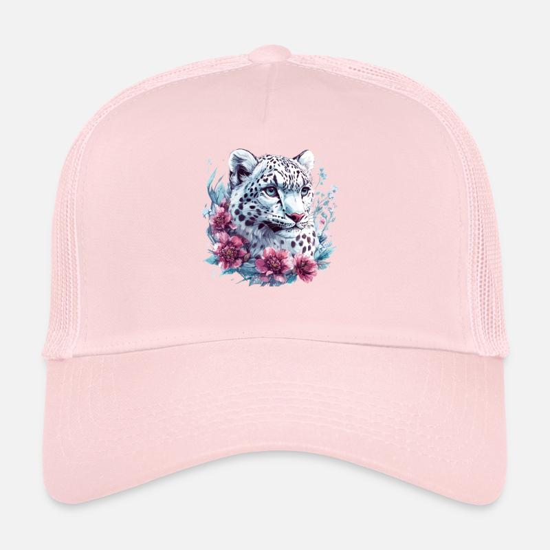 Leopard face with floral wreath Trucker Cap