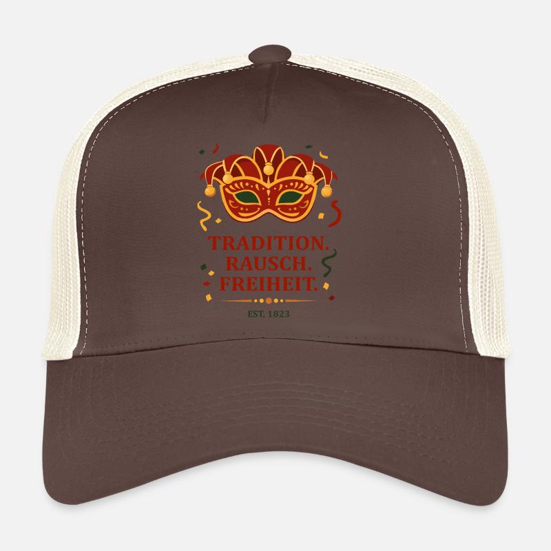 Tradition. Intoxication. La liberté. – Masque de carnaval - Casquette trucker - marron/beige
