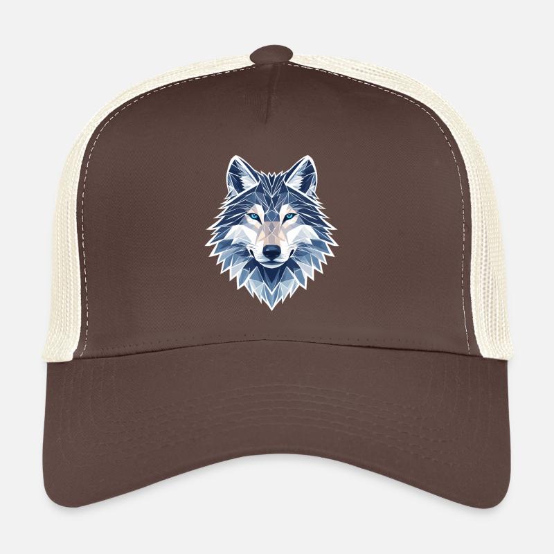 Geometric Wolf - Modern Geometric Wolf Trucker Cap
