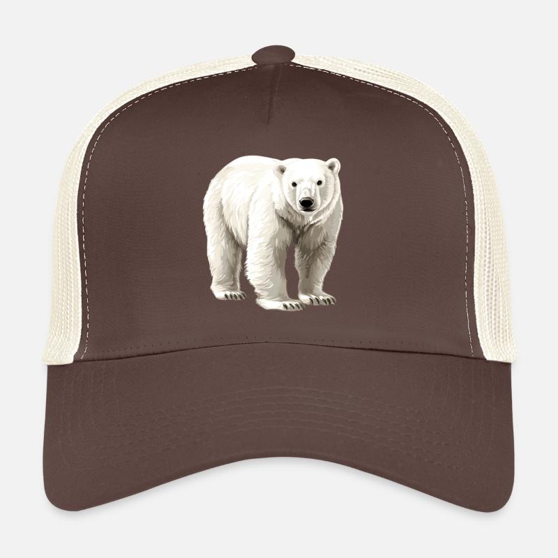 Weißer Polarbär Illustration - Trucker Cap - Braun/Beige