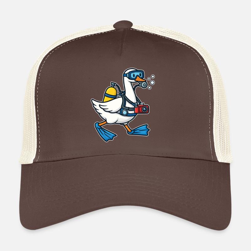 Diver Duck with Camera - Trucker Cap - brown/beige