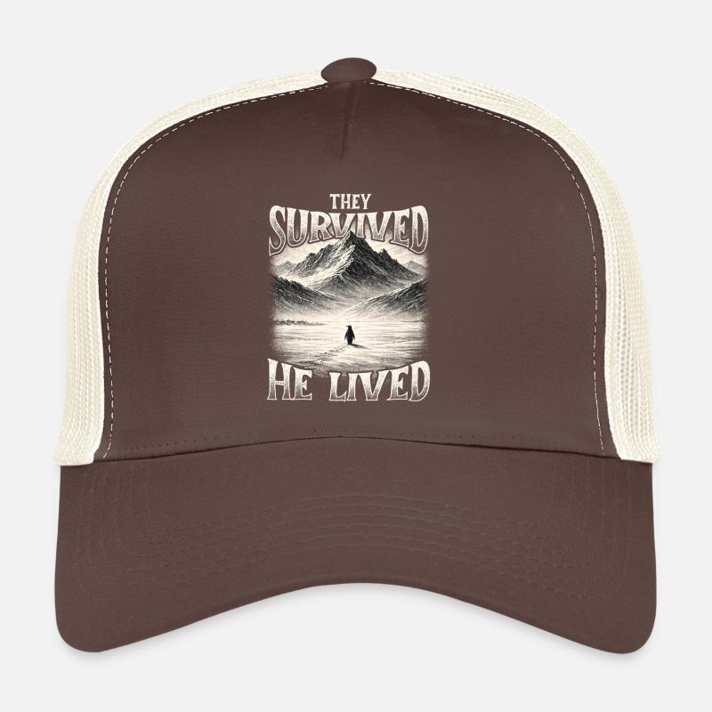 They Survived He Lived Penguin Meme Existential Trucker Cap