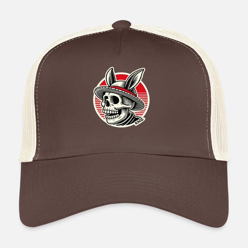 Crâne avec chapeau et oreilles de lapin Casquette trucker 
