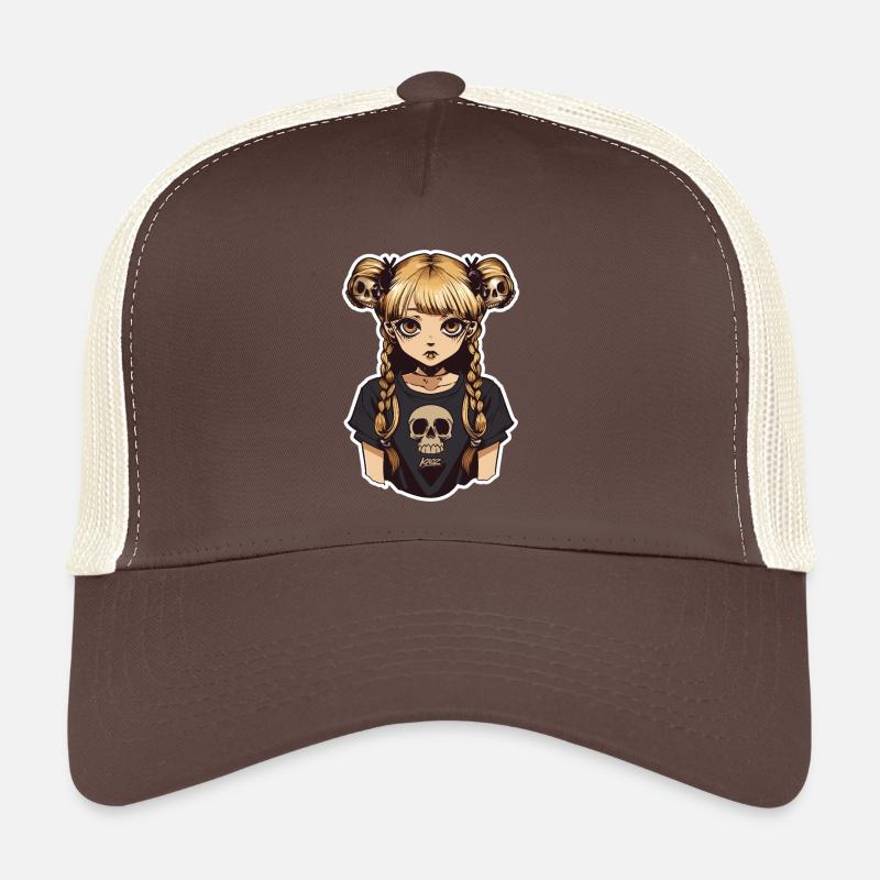 Skull Braid Goth Girl T-Shirt Trucker Cap