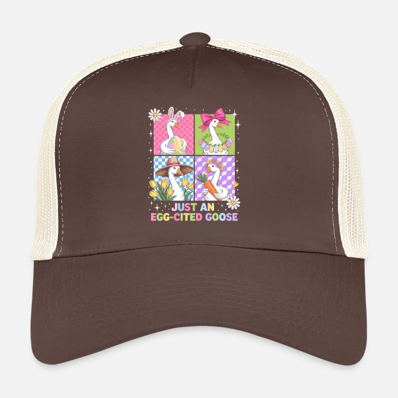 Eierfreudige Gans im Vier Panel Trucker Cap