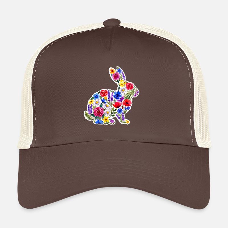 Hase Silhouette Blumen Bunt Trucker Cap