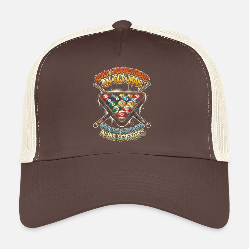 Never underestimate old man pool Trucker Cap
