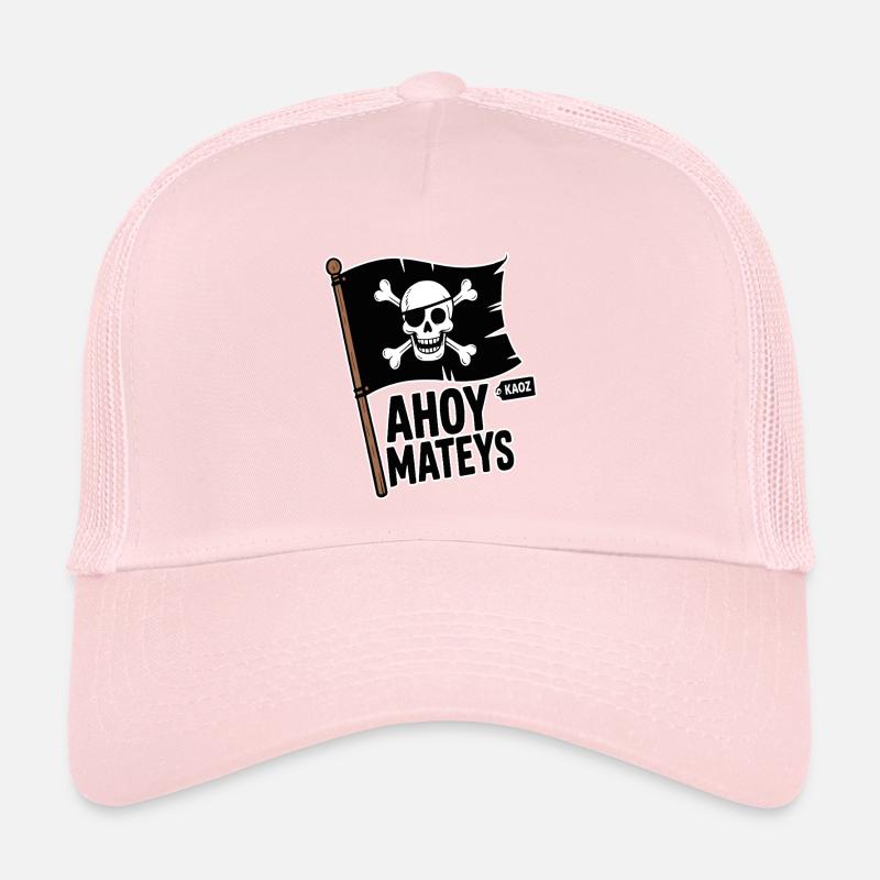 Drapeau du Crâne de Pirate Ahoy Mateys Casquette trucker 