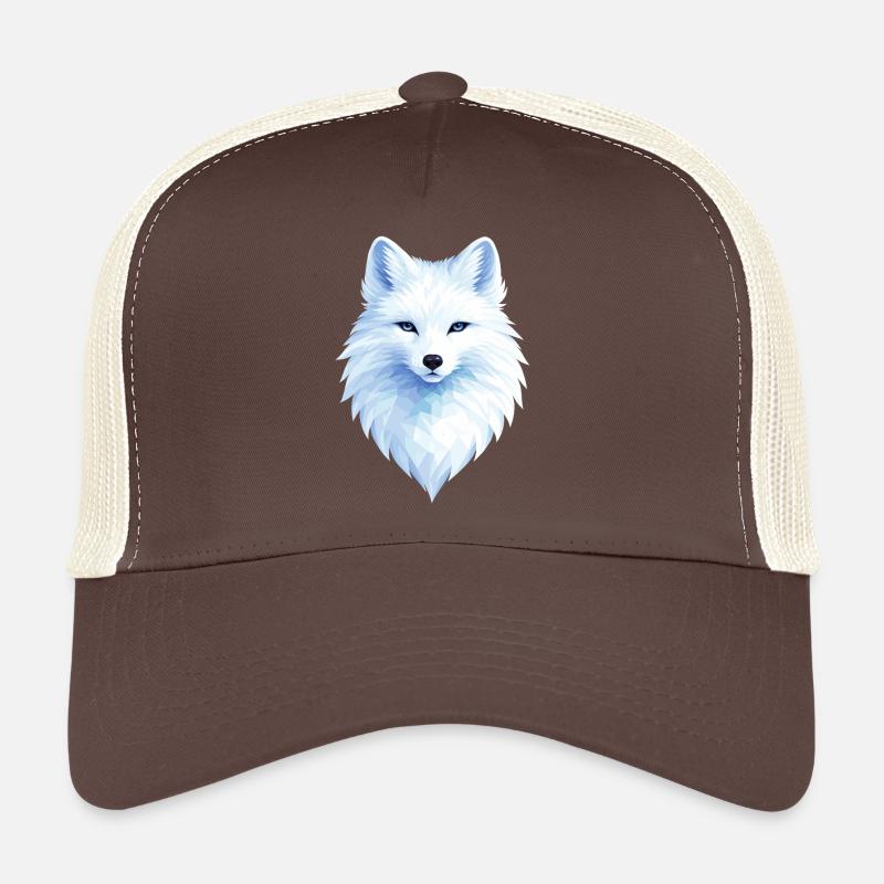 Polar Fox Blue Polygon– Geometric Polar Fox Design - Trucker Cap - brown/beige