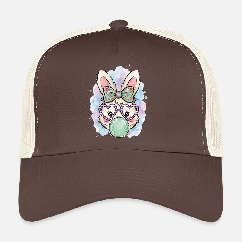 Bunny Wearing Glasses Bubble Gum Rabbit Trucker Cap