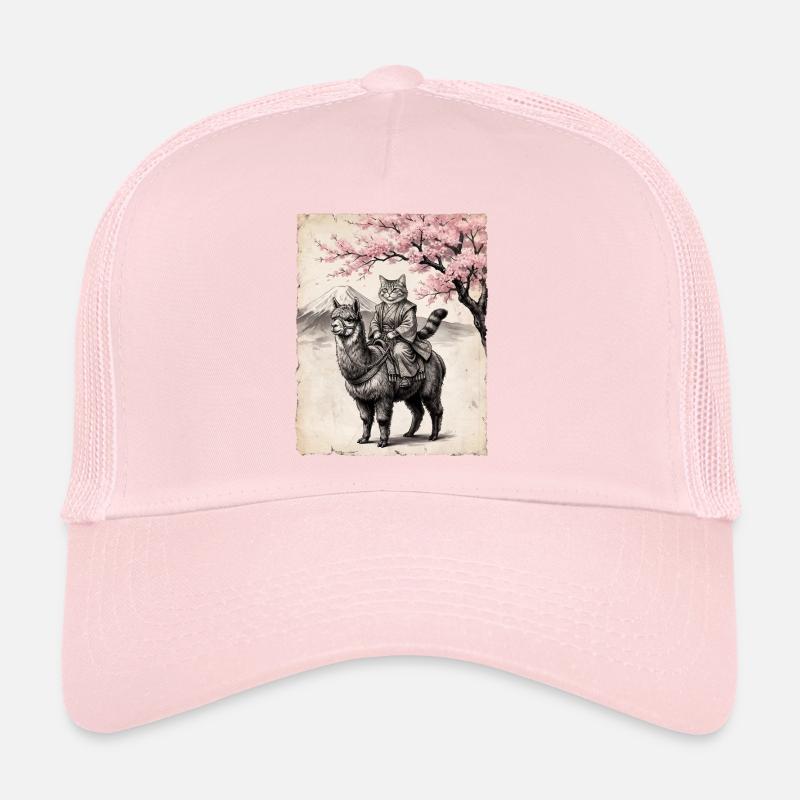 Cat rides llama Trucker Cap