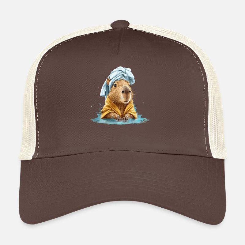 Kapybara en serviette de bain et peignoir Casquette trucker 