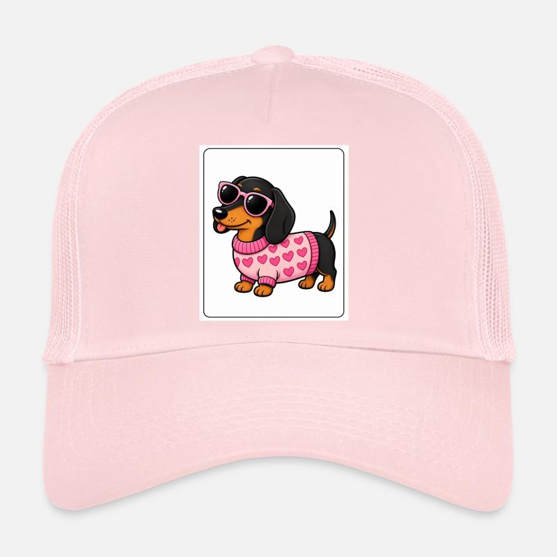 Cœurs de teckel lunettes roses Casquette trucker 