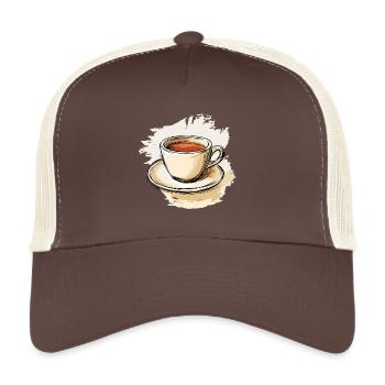 Kaffee vintage im Wasserfarben-stil - Trucker Cap - Braun/Beige - Vorne